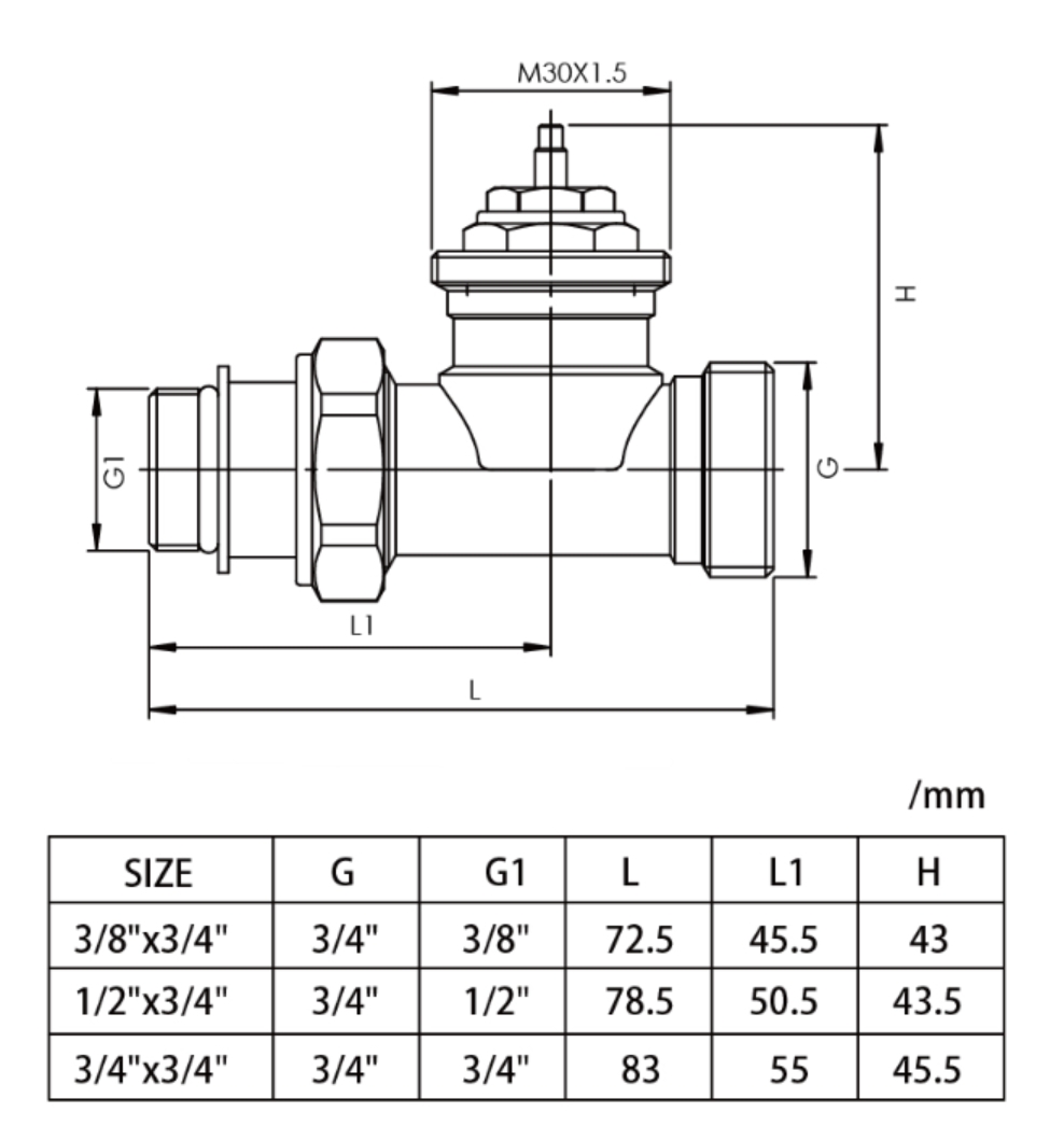 Straight 3 8 Thermostatic Radiator Valves With EK M 3/4'' For Different Fittings 0